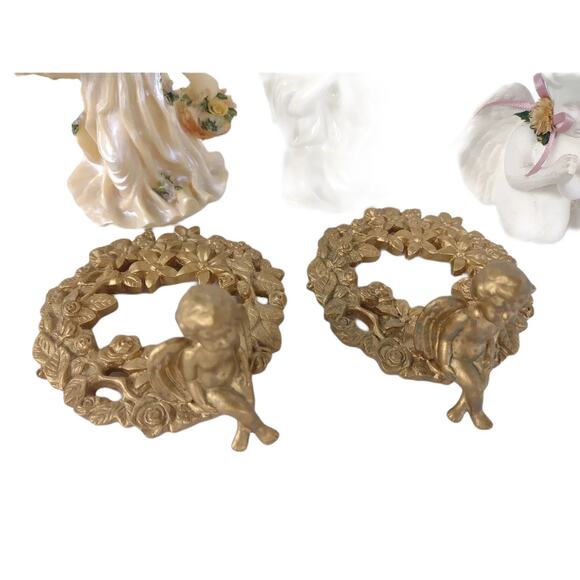 Vintage Lot of 6 Garden Fairy Angel Cherub Figurines & Candle Holders Set - Picture 3 of 7